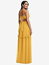 Rear View Thumbnail - NYC Yellow Ruffle-Trimmed Cutout Tie-Back Maxi Dress with Tiered Skirt