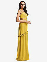 Side View Thumbnail - Marigold Ruffle-Trimmed Cutout Tie-Back Maxi Dress with Tiered Skirt