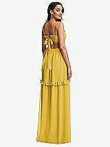 Rear View Thumbnail - Marigold Ruffle-Trimmed Cutout Tie-Back Maxi Dress with Tiered Skirt