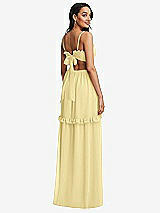 Rear View Thumbnail - Pale Yellow Ruffle-Trimmed Cutout Tie-Back Maxi Dress with Tiered Skirt