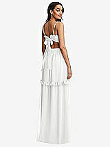 Rear View Thumbnail - White Ruffle-Trimmed Cutout Tie-Back Maxi Dress with Tiered Skirt