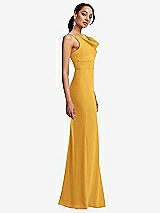 Side View Thumbnail - NYC Yellow Cowl-Neck Wide Strap Crepe Trumpet Gown with Front Slit