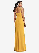 Rear View Thumbnail - NYC Yellow Cowl-Neck Wide Strap Crepe Trumpet Gown with Front Slit
