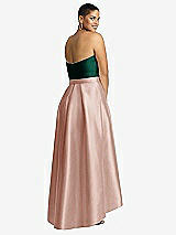 Alt View 2 Thumbnail - Toasted Sugar & Hunter Green Strapless Satin High Low Dress with Pockets
