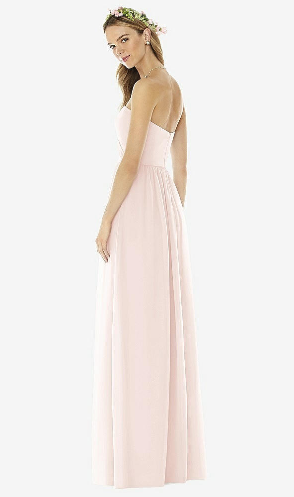 Back View - Blush Strapless Draped Bodice Maxi Dress with Front Slits