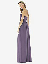 Rear View Thumbnail - Lavender Strapless Draped Bodice Maxi Dress with Front Slits