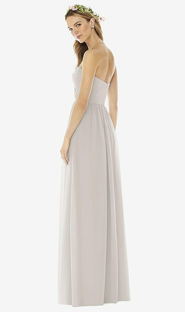 Back View - Oyster Strapless Draped Bodice Maxi Dress with Front Slits
