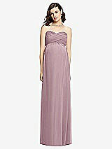 Front View Thumbnail - Dusty Rose Draped Bodice Strapless Maternity Dress