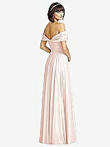 Rear View Thumbnail - Blush Off-the-Shoulder Draped Chiffon Maxi Dress