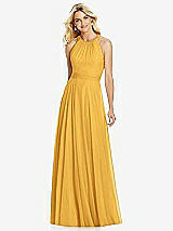 Front View Thumbnail - NYC Yellow Cross Strap Open-Back Halter Maxi Dress