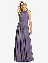 Front View Thumbnail - Lavender Cross Strap Open-Back Halter Maxi Dress