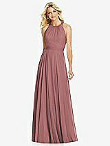 Front View Thumbnail - Rosewood Cross Strap Open-Back Halter Maxi Dress