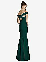 Front View Thumbnail - Evergreen Off-the-Shoulder Criss Cross Back Trumpet Gown