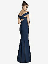 Front View Thumbnail - Midnight Navy Off-the-Shoulder Criss Cross Back Trumpet Gown