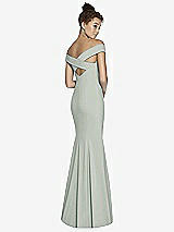 Front View Thumbnail - Willow Green Off-the-Shoulder Criss Cross Back Trumpet Gown