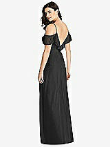 Rear View Thumbnail - Black Ruffled Cold-Shoulder Chiffon Maxi Dress