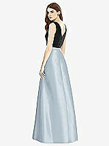 Rear View Thumbnail - Mist & Black Sleeveless A-Line Satin Dress with Pockets