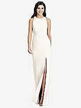 Front View Thumbnail - Ivory Diamond Cutout Back Trumpet Gown with Front Slit