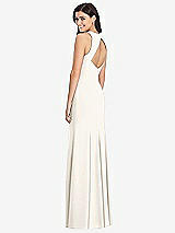 Rear View Thumbnail - Ivory Diamond Cutout Back Trumpet Gown with Front Slit