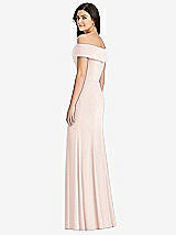 Rear View Thumbnail - Blush Cuffed Off-the-Shoulder Trumpet Gown