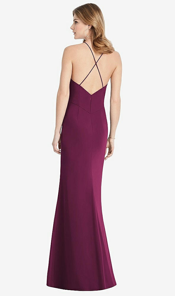 Back View - Ruby Criss Cross Open-Back Chiffon Trumpet Gown