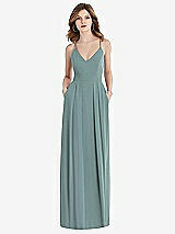 Front View Thumbnail - Icelandic Pleated Skirt Crepe Maxi Dress with Pockets