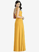 Rear View Thumbnail - NYC Yellow Tie-Shoulder Chiffon Maxi Dress with Front Slit