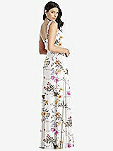 Rear View Thumbnail - Butterfly Botanica Ivory Tie-Shoulder Chiffon Maxi Dress with Front Slit