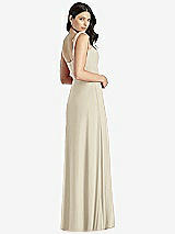 Rear View Thumbnail - Champagne Tie-Shoulder Chiffon Maxi Dress with Front Slit