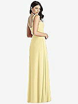 Rear View Thumbnail - Pale Yellow Tie-Shoulder Chiffon Maxi Dress with Front Slit