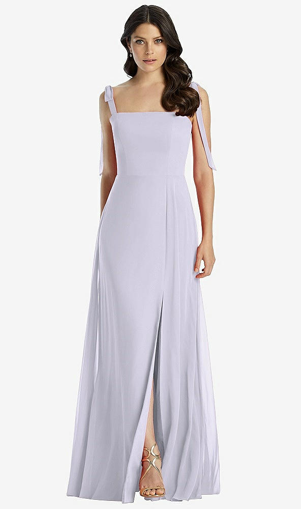 Front View - Silver Dove Tie-Shoulder Chiffon Maxi Dress with Front Slit