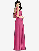 Rear View Thumbnail - Tea Rose Tie-Shoulder Chiffon Maxi Dress with Front Slit