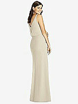 Rear View Thumbnail - Champagne Blouson Bodice Mermaid Dress with Front Slit