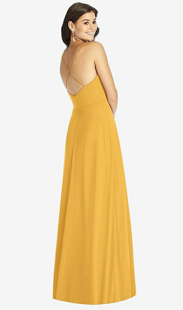Back View - NYC Yellow Criss Cross Back A-Line Maxi Dress