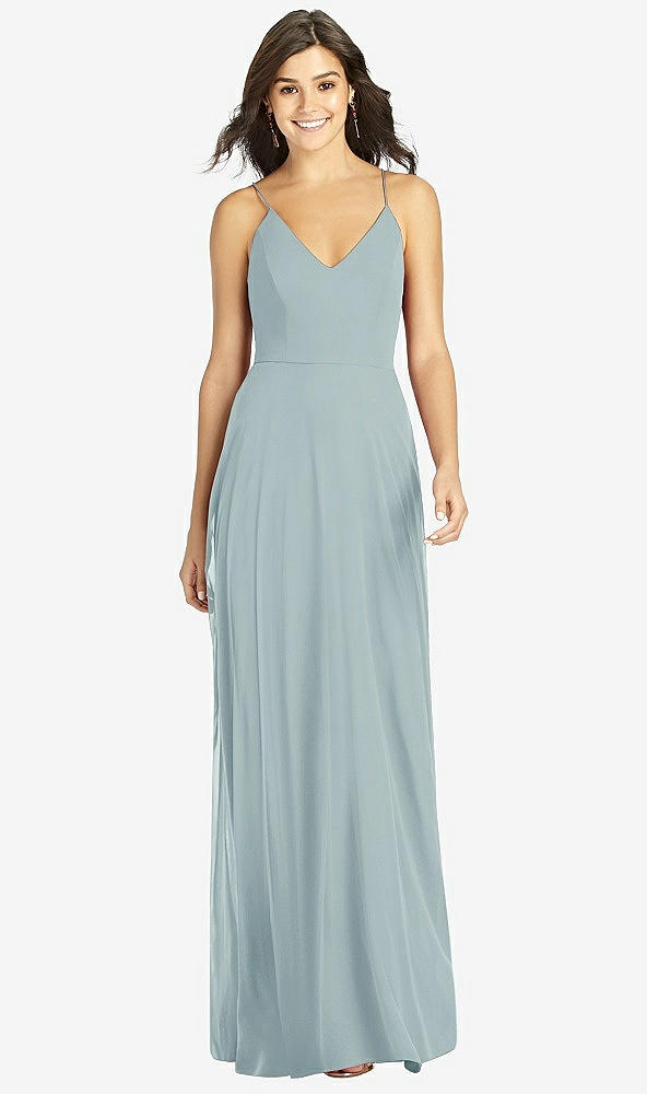 Front View - Morning Sky Criss Cross Back A-Line Maxi Dress