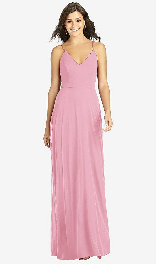 Front View - Peony Pink Criss Cross Back A-Line Maxi Dress