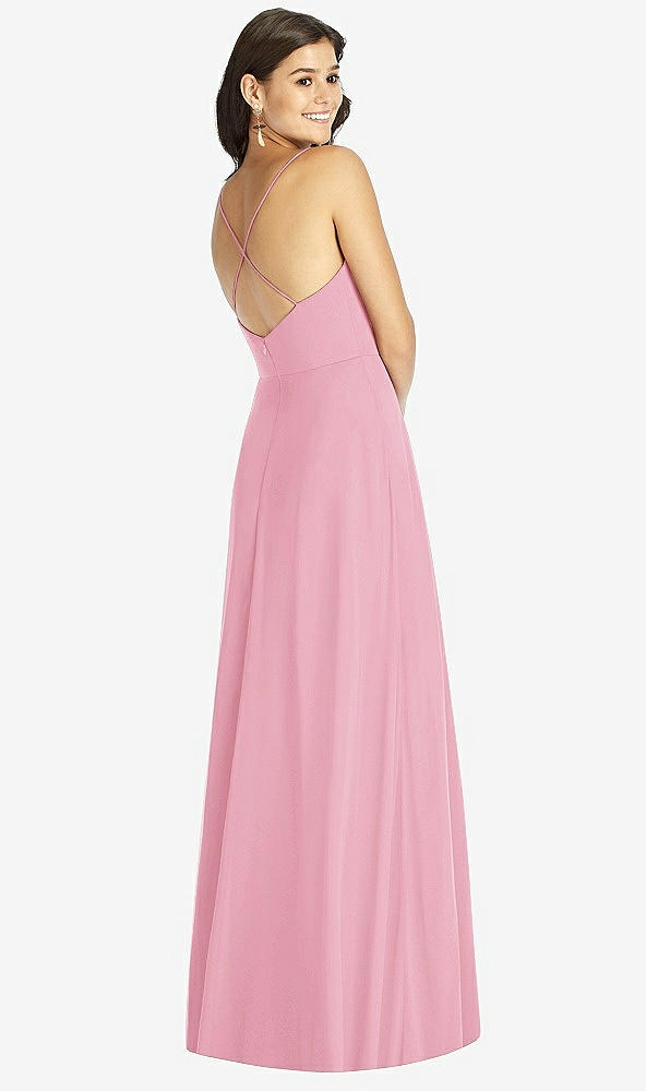 Back View - Peony Pink Criss Cross Back A-Line Maxi Dress