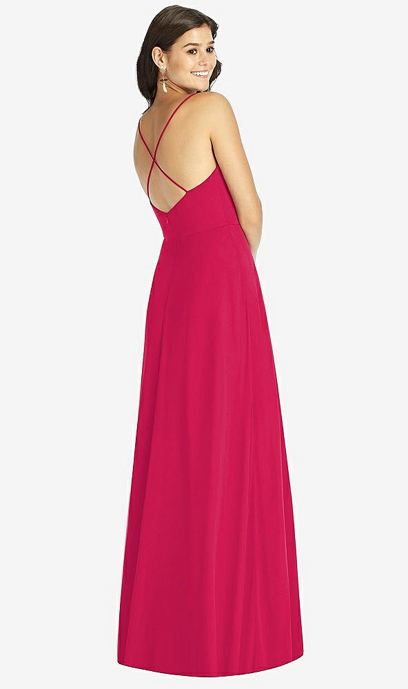 Back View - Vivid Pink Criss Cross Back A-Line Maxi Dress