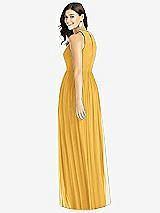 Rear View Thumbnail - NYC Yellow Shirred Skirt Halter Dress with Front Slit