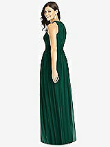 Rear View Thumbnail - Hunter Green Shirred Skirt Halter Dress with Front Slit