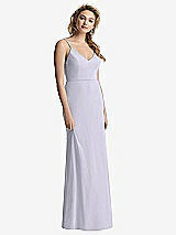Front View Thumbnail - Silver Dove Shirred Sash Cowl-Back Chiffon Trumpet Gown