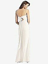 Rear View Thumbnail - Ivory Tie-Back Cutout Trumpet Gown with Front Slit