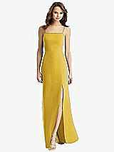 Front View Thumbnail - Marigold Tie-Back Cutout Trumpet Gown with Front Slit