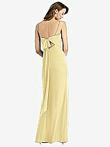Rear View Thumbnail - Pale Yellow Tie-Back Cutout Trumpet Gown with Front Slit