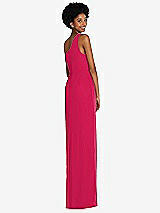 Rear View Thumbnail - Vivid Pink One-Shoulder Chiffon Trumpet Gown