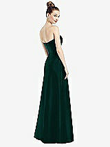Rear View Thumbnail - Evergreen Strapless Notch Satin Gown with Pockets
