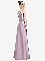 Rear View Thumbnail - Suede Rose Draped Wrap Satin Maxi Dress with Pockets
