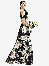 Alt View 1 Thumbnail - Noir Garden Cold-Shoulder V-Back Chiffon Maxi Dress