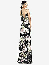 Rear View Thumbnail - Noir Garden Draped Blouson Back Chiffon Maxi Dress