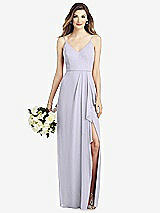 Front View Thumbnail - Silver Dove Spaghetti Strap Draped Skirt Gown with Front Slit